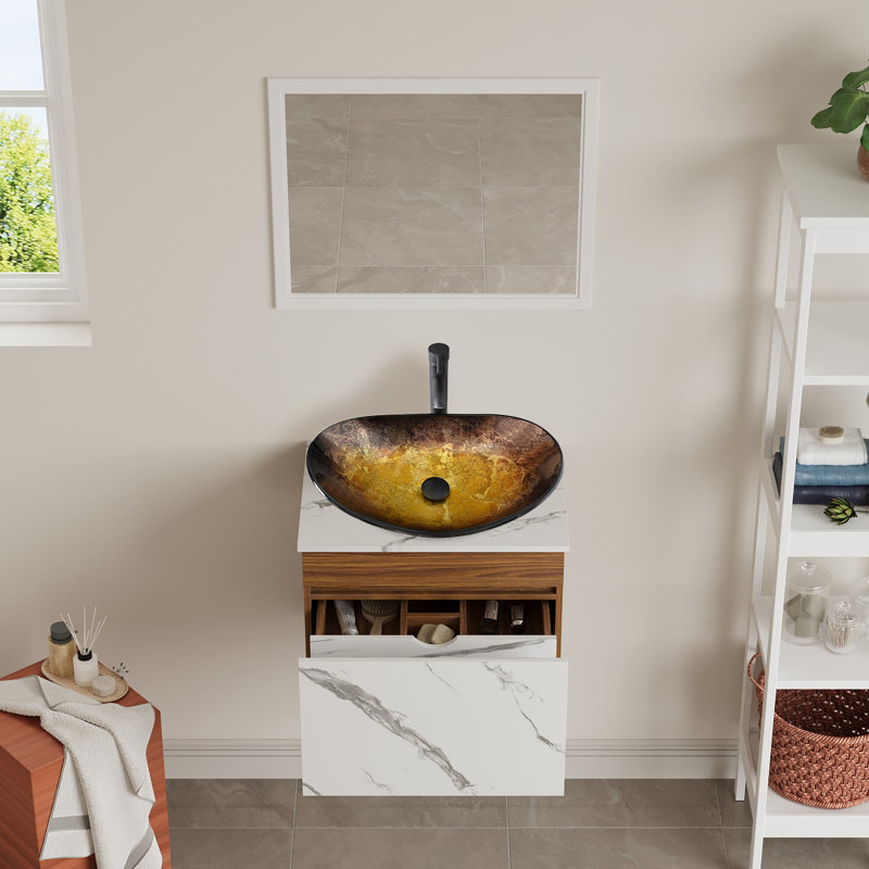 Meuble-lavabo autoportant avec lavabo, Laiton, Noir, noir, noir, noir