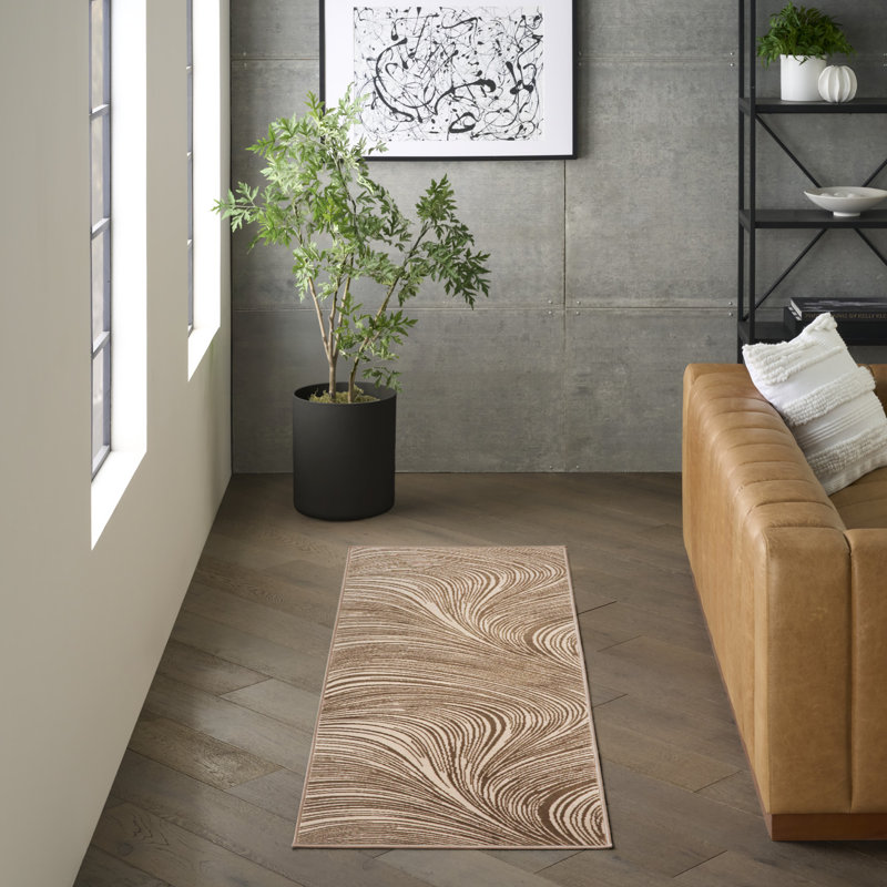 Tapis d'intérieur moderne DKNY Central Park West, Beige/brun, Tapis de couloir 2 pi x 6 pi