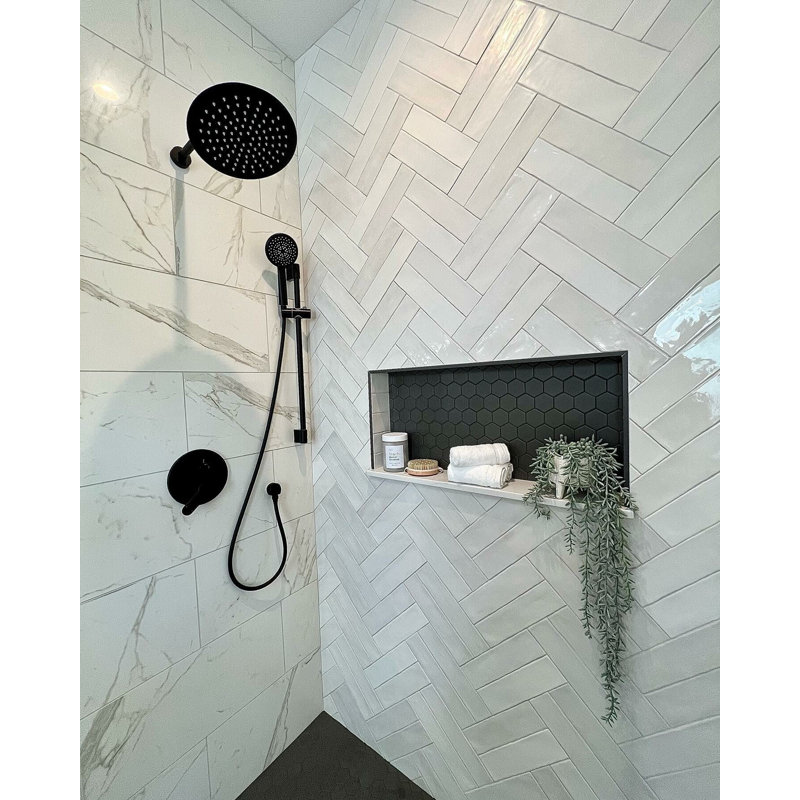 Meadowmere 3" Hexagon Matte Ceramic Tile, Black