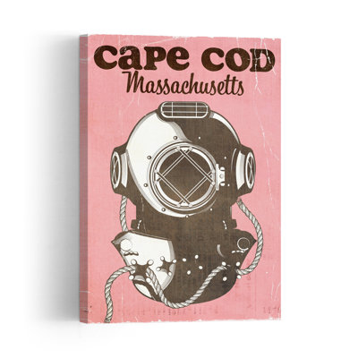 Vintage Cape Cod Diver Industrial Retro Vintage Coastal Ocean Wall Art Print 1 Piece Wrapped Canvas Wall Art