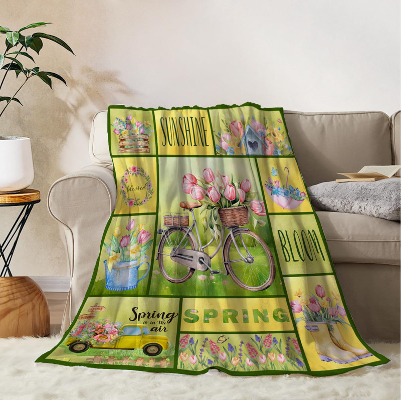 Jeté printemps été pour lit simple Farmhouse, Vert printemps