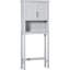 Armoire de rangement double à double porte au-dessus de la toilette avec tablette intérieure réglable et ouverte pour le bain en gris, organisation de salle de bain