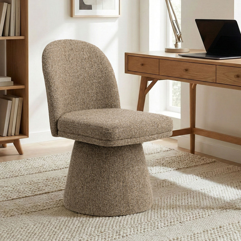 Upholstered Fabric Swivel Office Chair, Brown