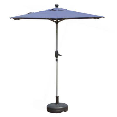 Parasol de patio rectangulaire avec fonction de levage à manivelle et d'inclinaison, bleu marine (base non incluse)