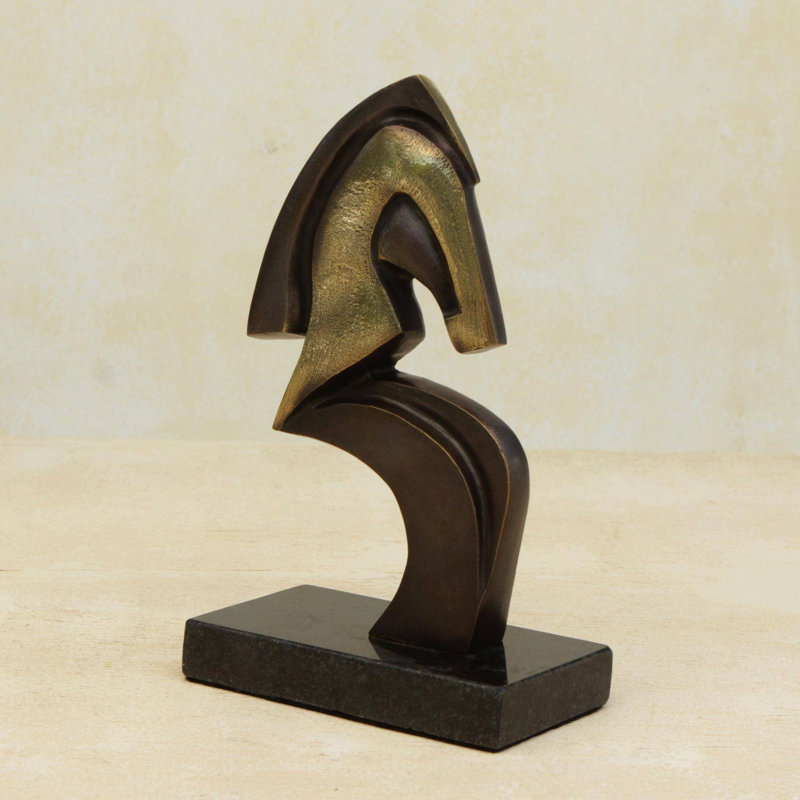 Sculpture de cheval Adhvik en bronze abstrait