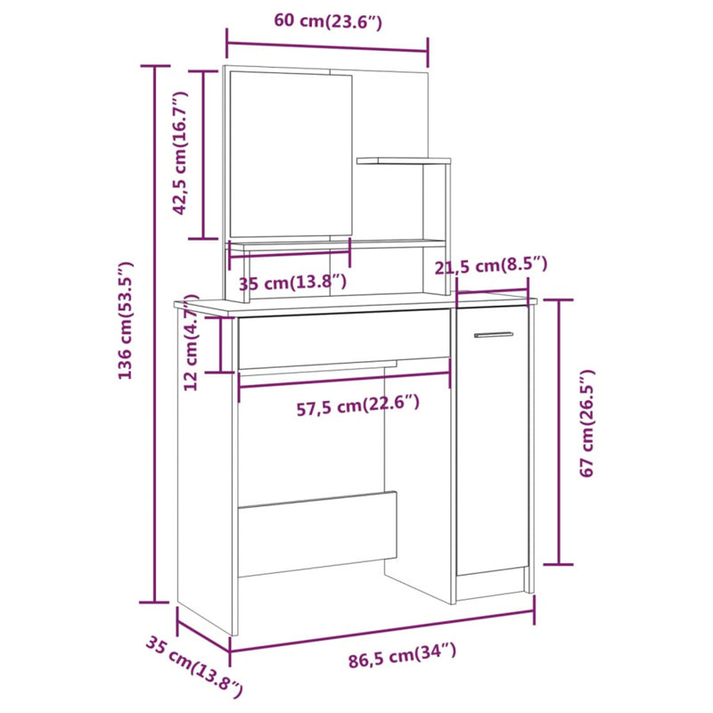 Makaliah Dressing Table, Grey Sonoma