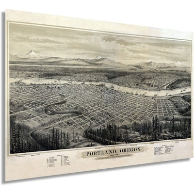 " 1879 Portland Oregon Map Art "