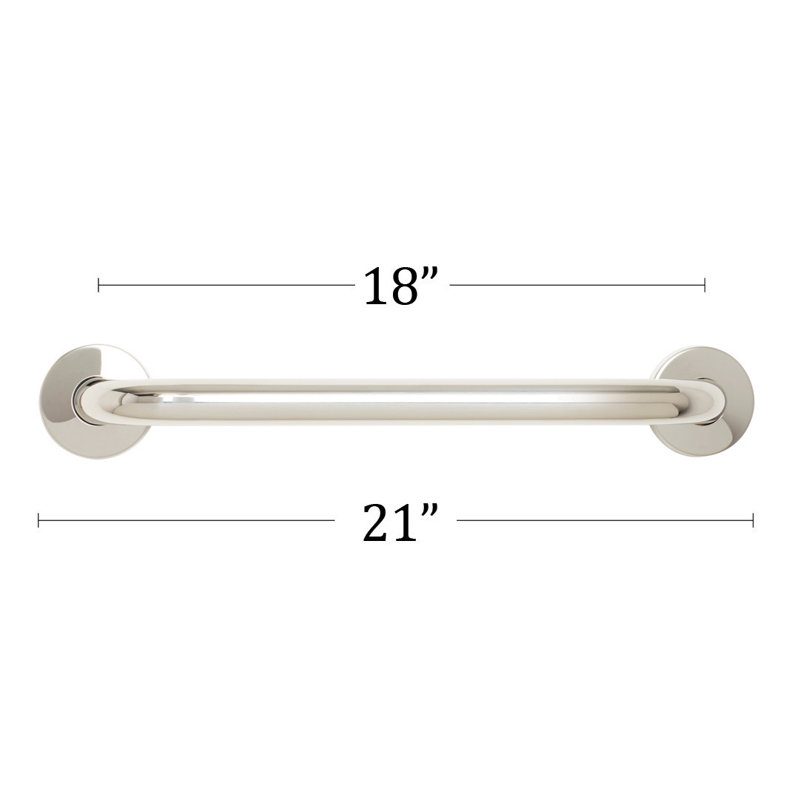 Straight Bathroom Safety Grab Bar, 18" W, Polished