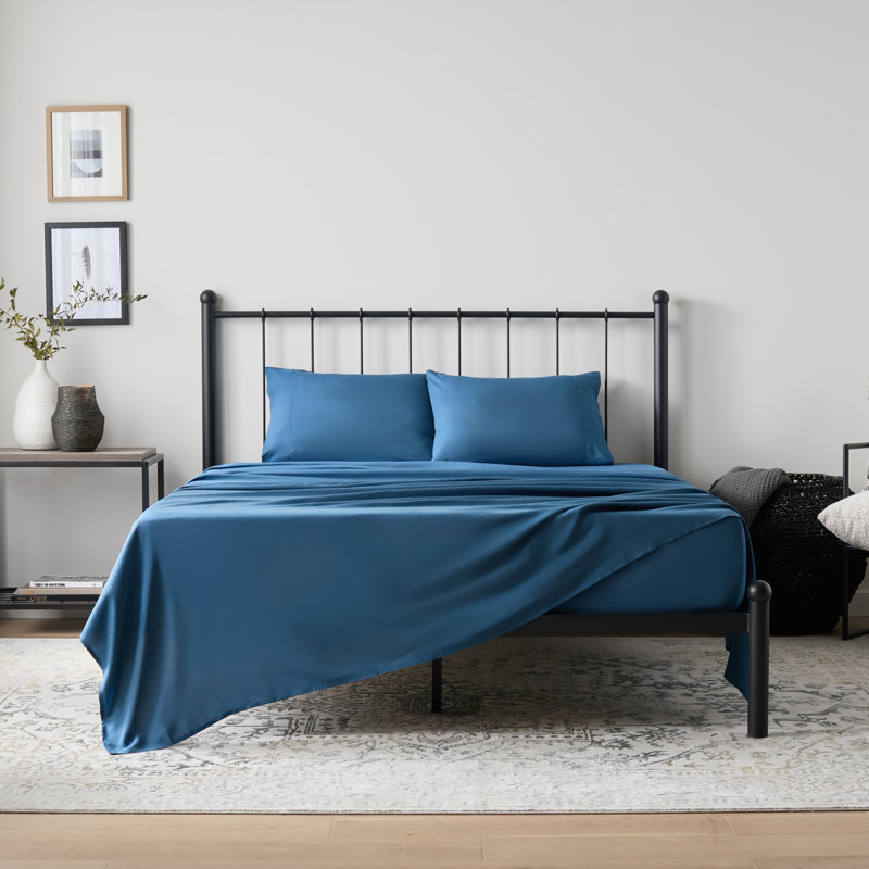 Ensemble de literie en bambou 90Gsm Weekender, Bleu, Ensemble de draps pour lit très grand californien