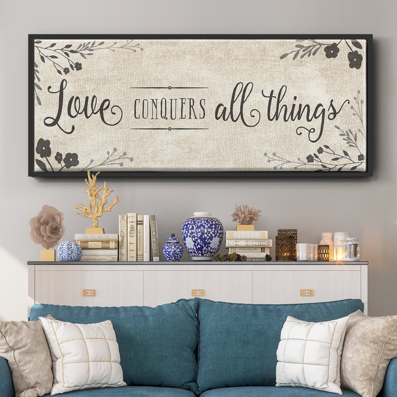 Love Conquers- Framed Canvas, 24" H x 60" W