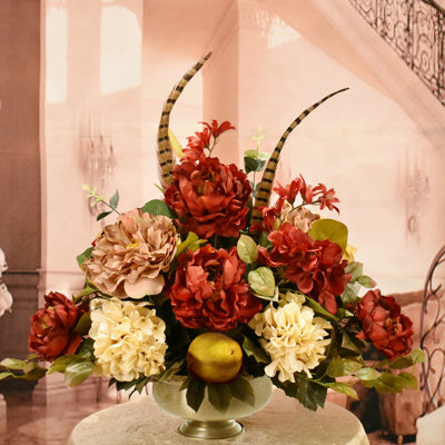 Faux Silk Hydrangea Arrangement in Vase