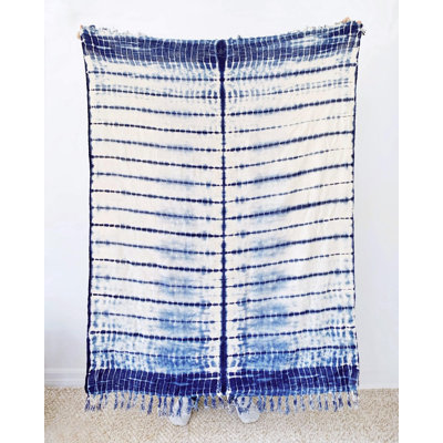 Pillowpia Indigo Shibori 100% Cotton Hand-dyed Throw Blanket For Home Or Outdoors