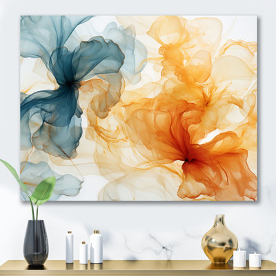 Encre orange et bleue - Collages abstraits, art mural