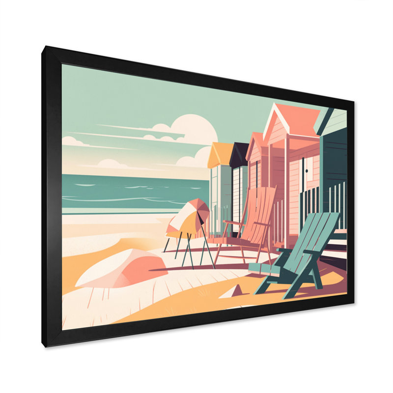 " Beachside Rest II ", Black Single Picture Framed, 24" H x 32" W x 1" D