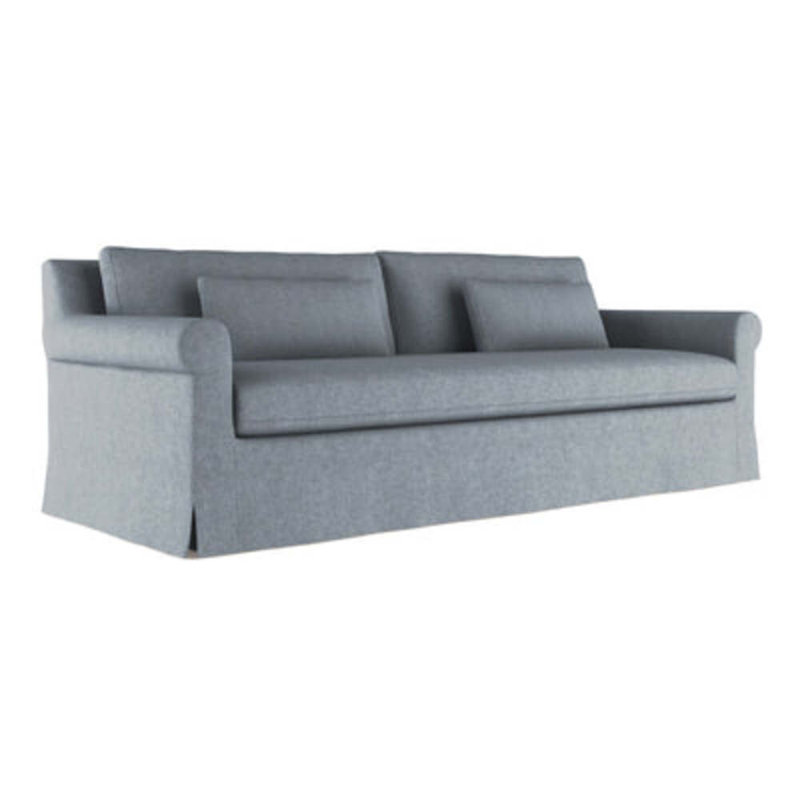 Canapé à accoudoirs arrondis Ludlow, Lin à tissage carré albâtre, H 34 po x l 108 po x P 38 po, Patiné