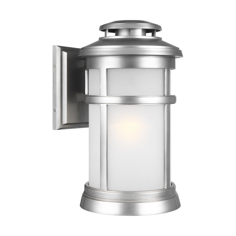 Newport 1 - Light Outdoor Wall Lantern, Brushed steel, 11.5'' H x 12.25'' W x 17" D