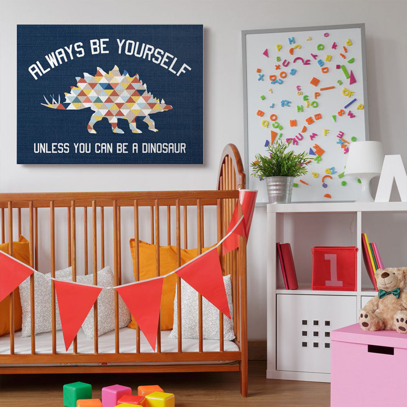 «Ebron Always Be Yourself Dinosaur Kids», art textuel, Toile tendue, H 36 po x l 48 po x P 1,5 po