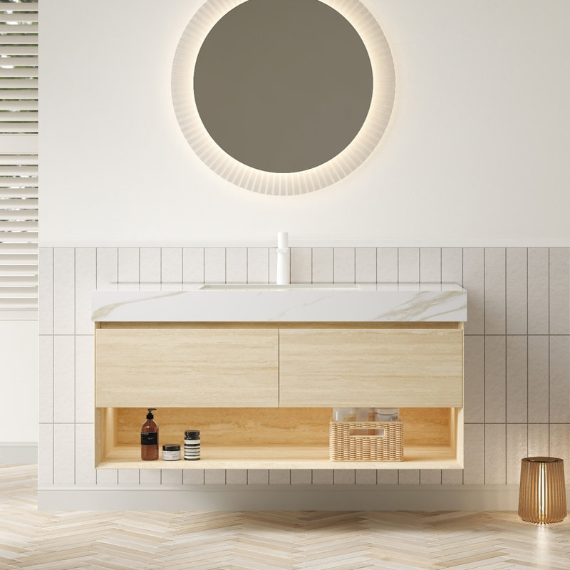 Luxueux meuble-lavabo en pierre frittée pour une élégance moderne