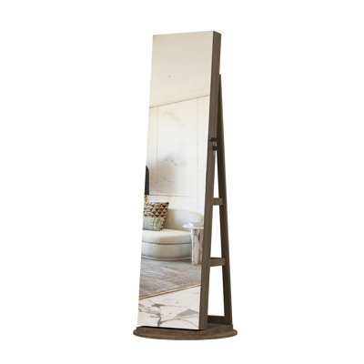 Armoire à bijoux pivotante à 360 ° avec miroir pleine grandeur, organisateur de bijoux debout 5 en 1 avec serrure, miroir de meuble-lavabo intérieur