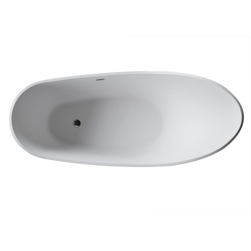 Matte White 90'' Freestanding Solid Surface Bathtub