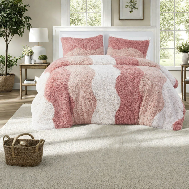 Ensembles de literie en fausse fourrure douillette, ensemble de rosé simple TG