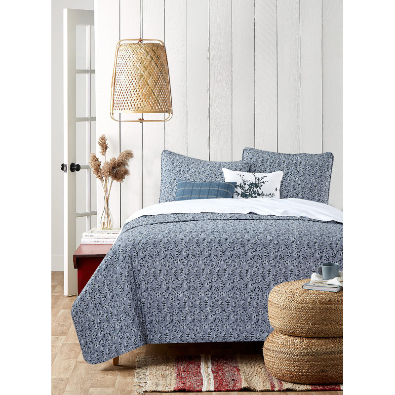 Ensemble de courtepointe réversible 5 pièces Catrin, King Quilt  + 2 King Shams + 2 Throw Pillows