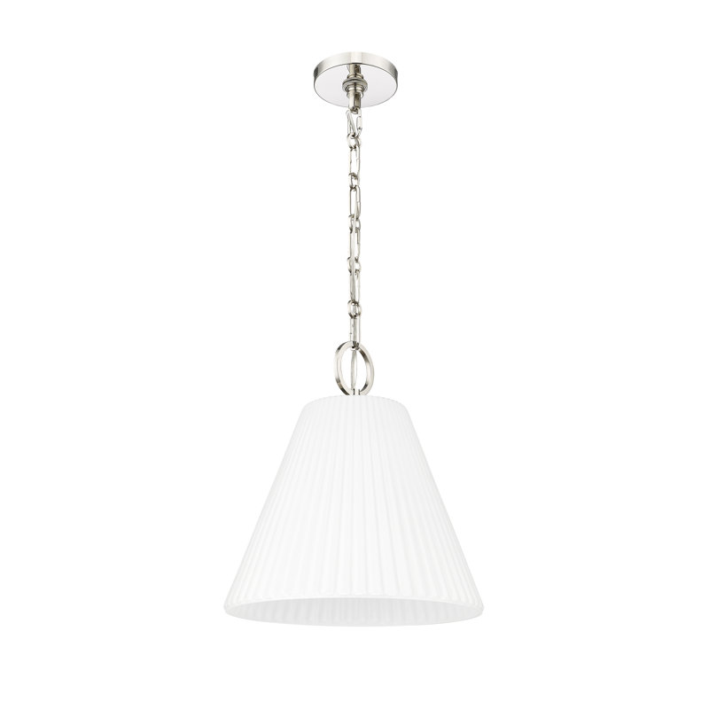 Luminaire suspendu 1 lumière Nady, Nickel poli, H 87 po x l 14 po x P 14 po