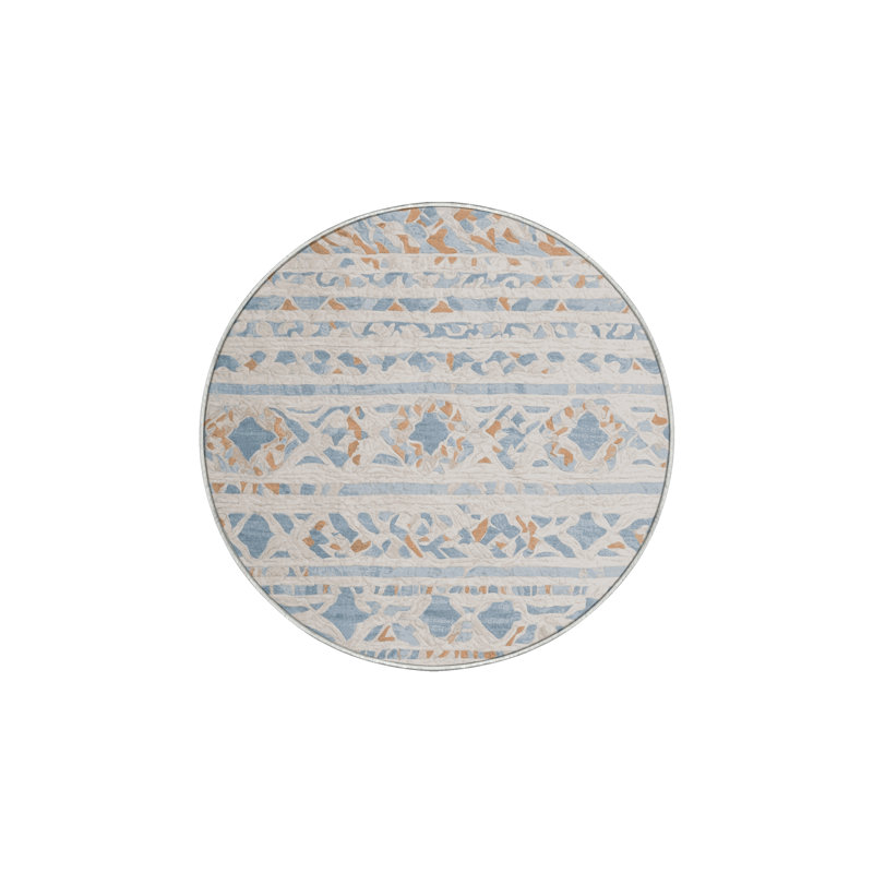 Machine Washable Beige Area Rug, Round 8'