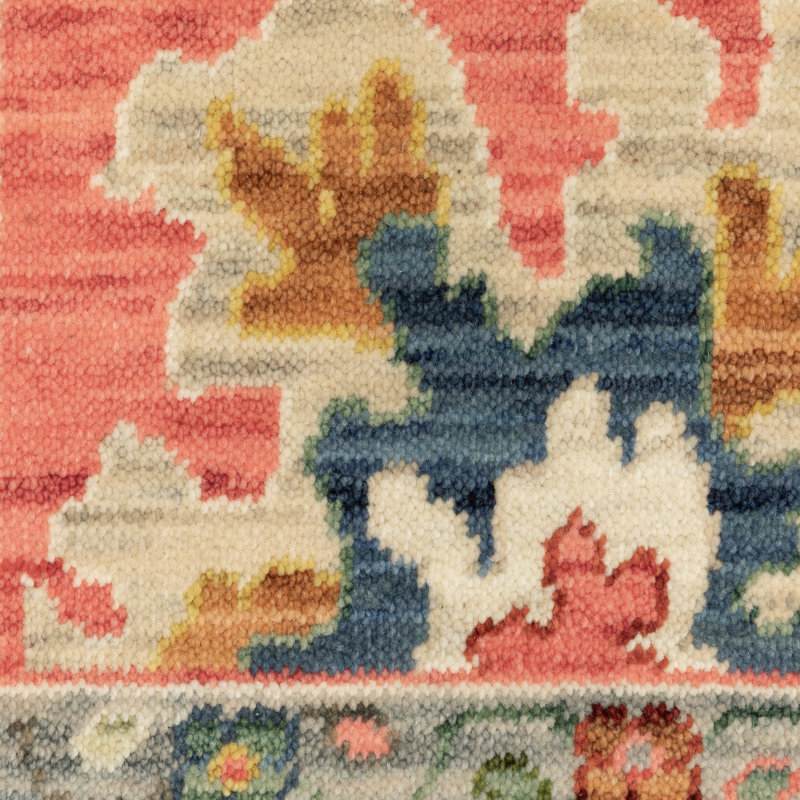Tapis rose saumon / multicolore Anneli, Rectangle 5 pi 3 po x 7 pi 9 po