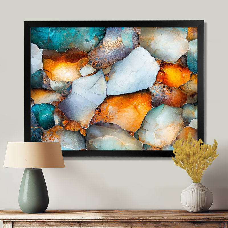 Mosaïque de marbre, art mural II, H 12 po x l 20 po, Reproduction encadrée d'une seule photo sans pass, Noir