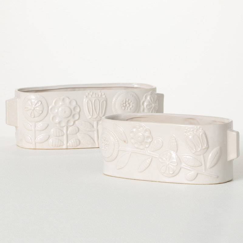 Ensemble de pots à fleurs en céramique 2 pièces Jahmaya