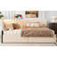 Twin Size Boucle Bed Frame, Upholstered Cloud Bed Frame With Headboard, With 2 Storage Drawers, LED Light And USB Charging Design, Solid Wood Legs And Slats, No Box Spring Needed, Beige