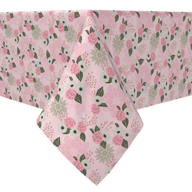 Rectangular Floral Cotton Twill Tablecloth