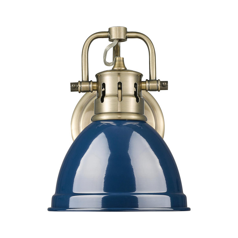 Duncan 1-Light Bath Vanity in Pewter with Rubbed Bronze, Matte Navy, Aged Brass
