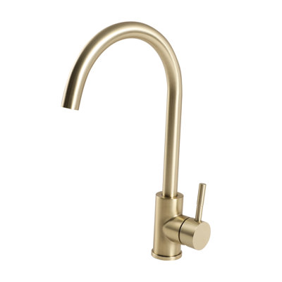 Single Gold Kitchen Faucet, 360 Degree High Arc Spout, 304 Stainless Steel Build, Tarnish , And Rustproof, Easy To Operate For Sink Cleaning, Ceramic Cartridge Leak- Function, Water Hoses Included