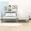 Lit plateforme double en bois avec lit gigogne simple réglable et tête de lit-995619896