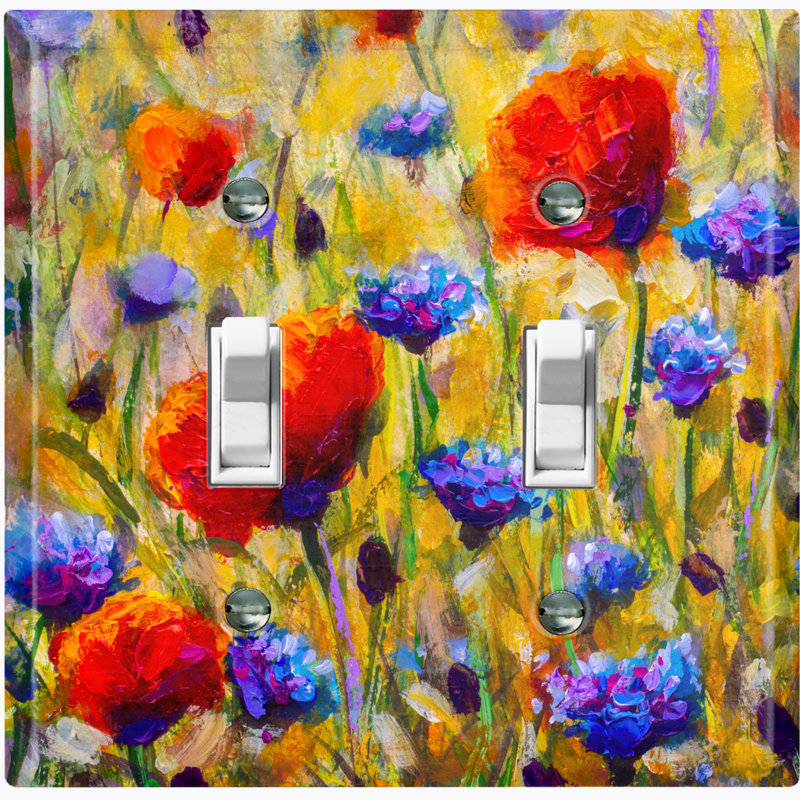 Plaque murale fleurs à 2 bandes
