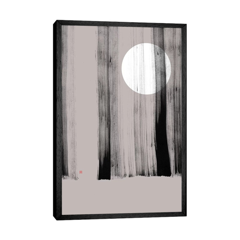 Hidden Moon I (Behind the Trees) 1 Piece Wall Art on Canvas, 66.04cm H x 45.72cm W x 3.81cm D, Black Floater Framed