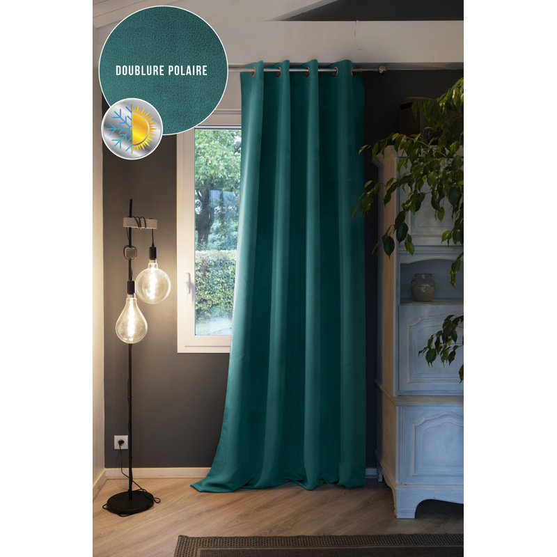 Buckins Blackout Curtain Single Panel, Blue, Width 140 x Drop 280 cm