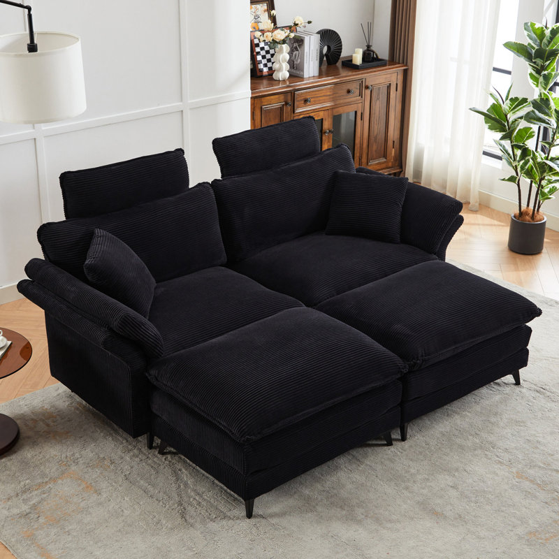 Canapé modulaire de 85,8 po avec velours côtelé pour le salon