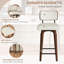 Ensemble de 2 tabourets de bar pivotants blancs, hauteur de comptoir 26 po, similicuir, pieds en noyer, grands coussins-1427555613