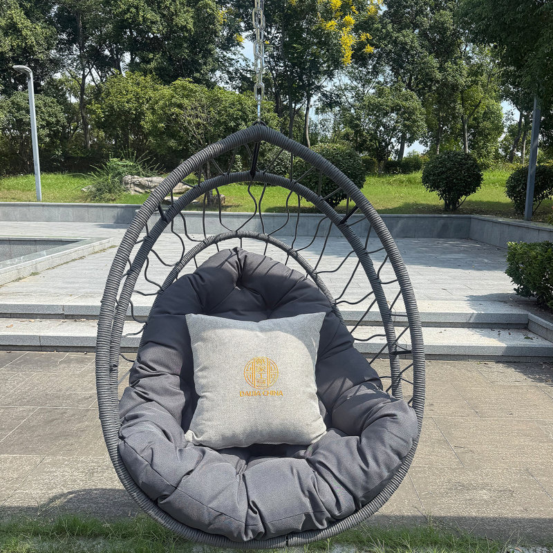 Balancelle en rotin pour l'extérieur, Dark Grey, Gris foncé