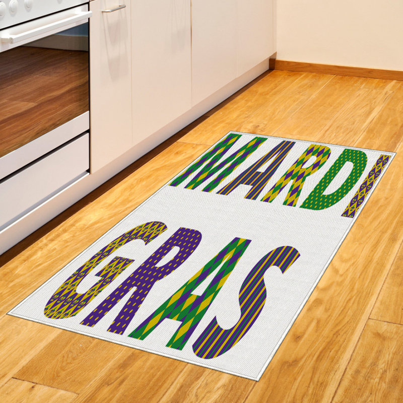 Mardi Gras High Density Long Fiber Poly Threads Decorative Area Rug Carpet, Rectangle 2'7" x 5'