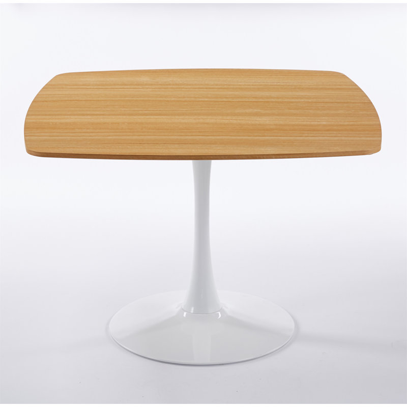 42 Inch Square Tulip Dining Table For 2-6 Person (Table Only), White, Oak