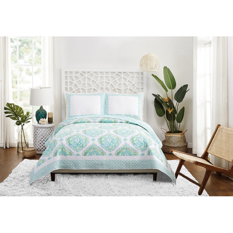 Ensemble de courtepointe réversible 100% coton 3 pièces Bohemian Breeze, Courtepointe très grand + 2 taies décoratives
