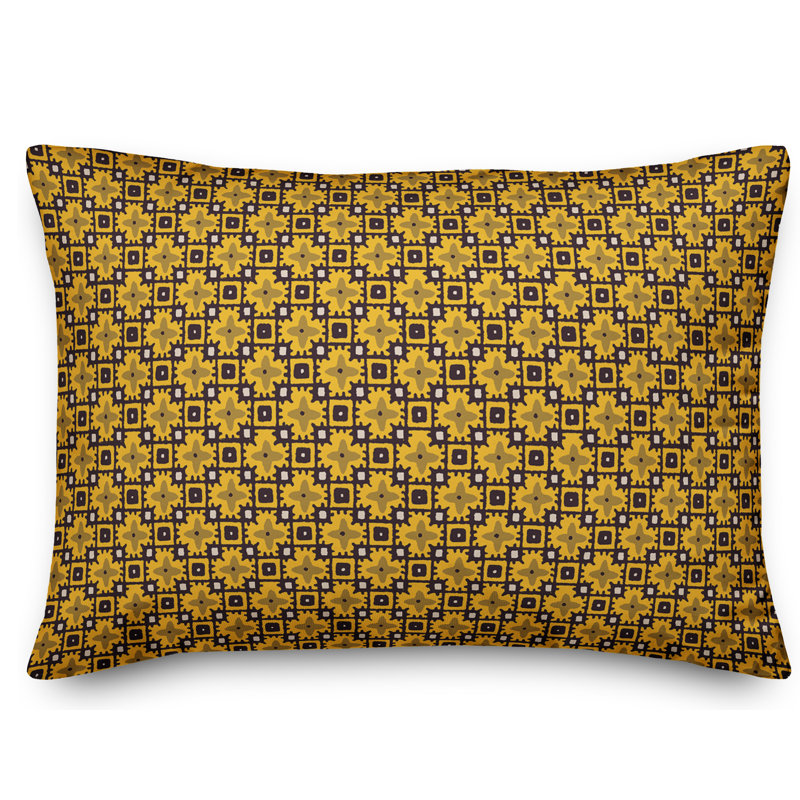 Coussin Floral, Jaune / Gris