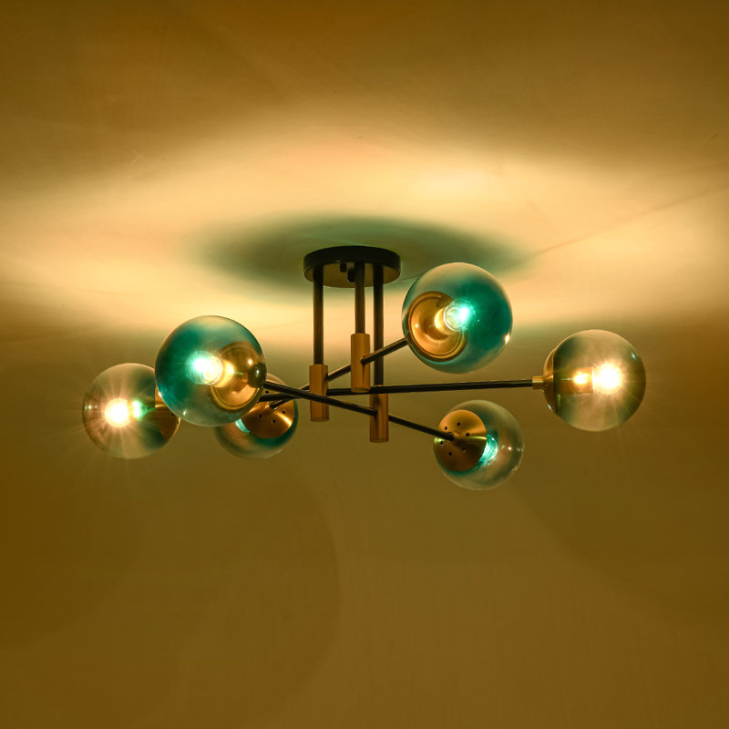 Glass Bubble Sputnik Semi Flush Chandelier , Blue