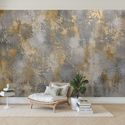 Papier peint adhésif autocollant amovible gris doré, papier métallique autocollant, amovible, mural pour salon, chambre à coucher H 100 po x l 144 po