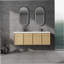 Meuble-lavabo mural 60 po avec double lavabo en résine, 4 portes à fermeture douce, chêne original, contreplaqué (KD-PACKING)