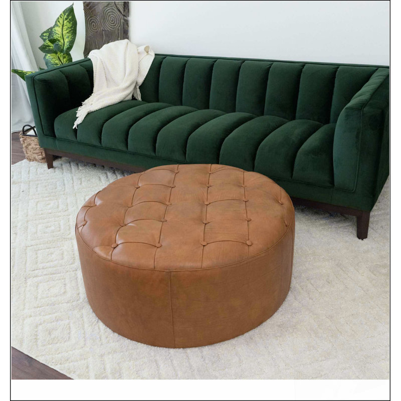 Repose-pieds en cuir brun clair Seletar Choix confortable, fonctions multiples, design classique et coins douillets